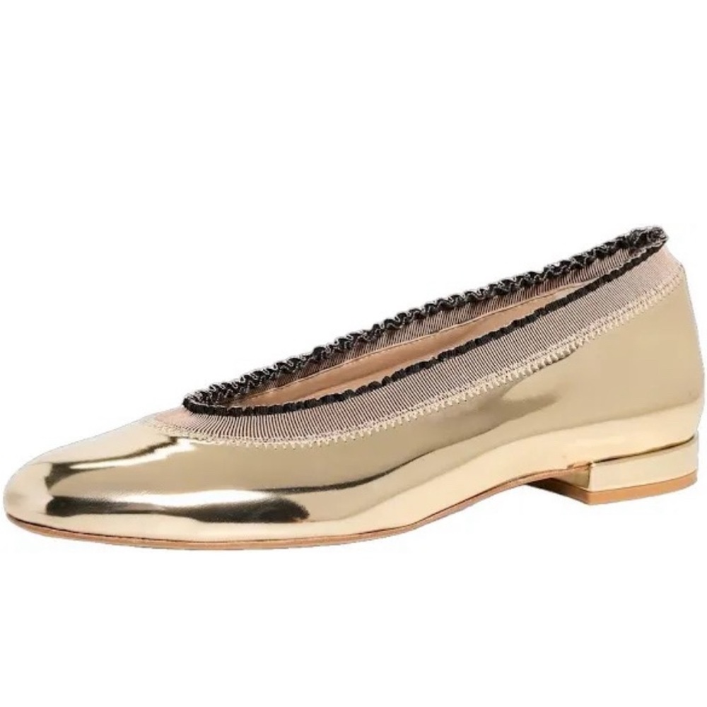 ULLA JOHNSON GOLD ELISE BALLET FLATS - LIKE NEW